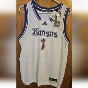 NWT Adidas #1 Kansas Jayhawks Swingman Pay Heed Basketball Jersey Size M